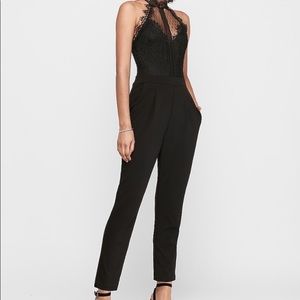 Express Size L Lace Halter Jumpsuit
